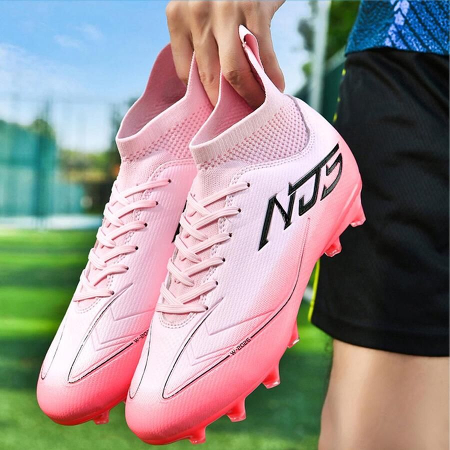SnelShoppen Heren Voetbalschoenen Hoge Trainingsschoenen voor Jongeren Outdoor Sportschoenen Professionele Voetbalschoenen Kinderen Roze