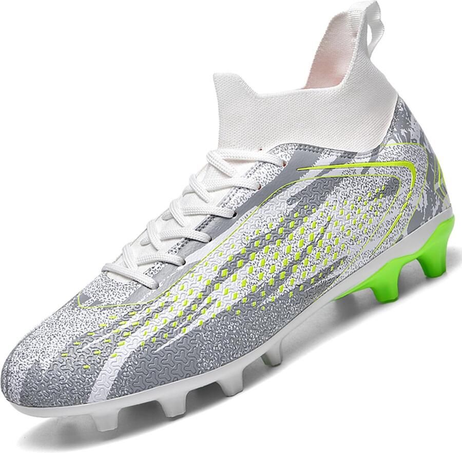 SnelShoppen Heren Voetbalschoenen Spike High Top voor Jongens Professionele Astro Turf Trainers Witte Sportieve Schoenen US