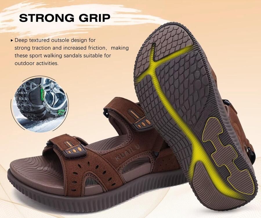 SnelShoppen Heren Wandelsandalen Comfortabele Orthopedische Trekking Sandalen Outdoor Casual Strand Sportsandalen Donkerbruin D