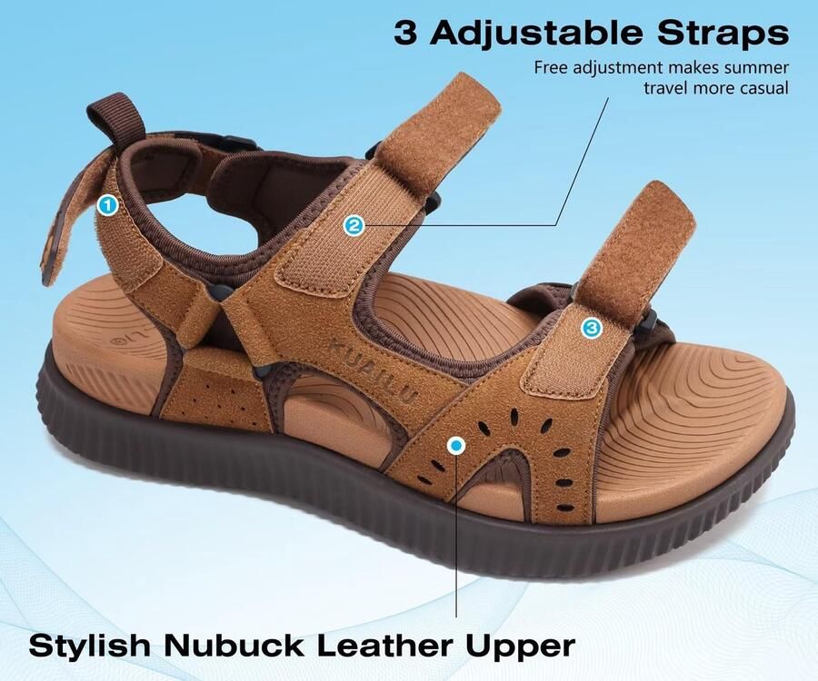 SnelShoppen Heren Wandelsandalen Comfortabele Orthopedische Trekking Sandalen Outdoor Casual Strand Sportsandalen Khaki-Bruin