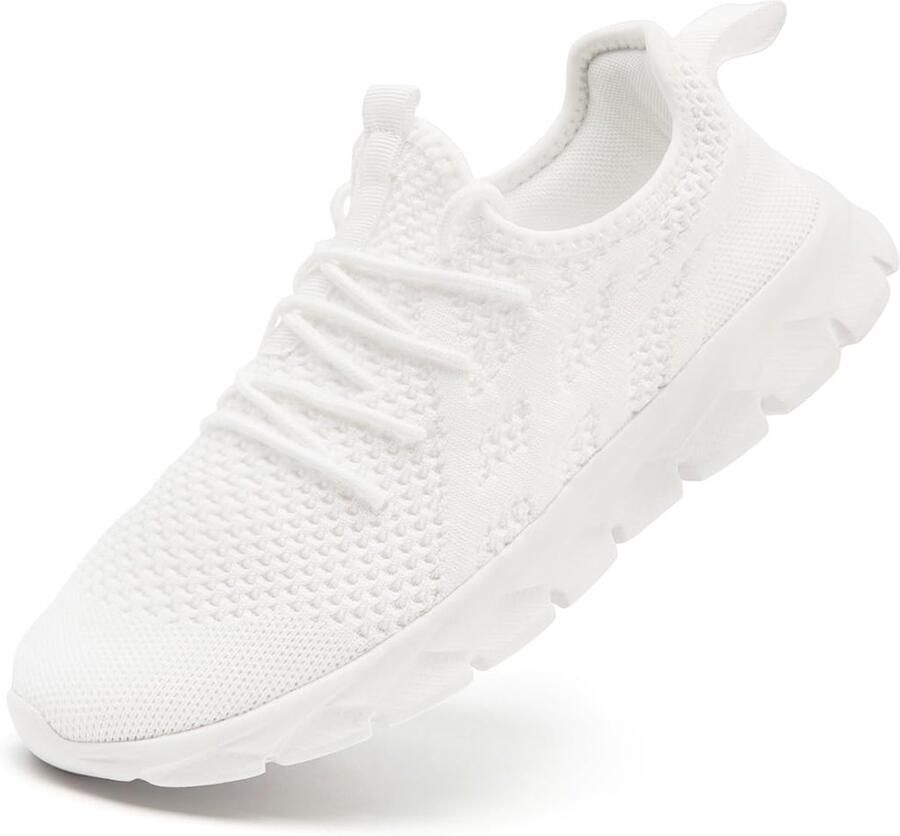 SnelShoppen Herensneakers Wit 45 EU Ademend Licht Comfortabel Sportschoenen voor Hardlopen Tennis Wandelen Fitness Outdoor Gym Joggen