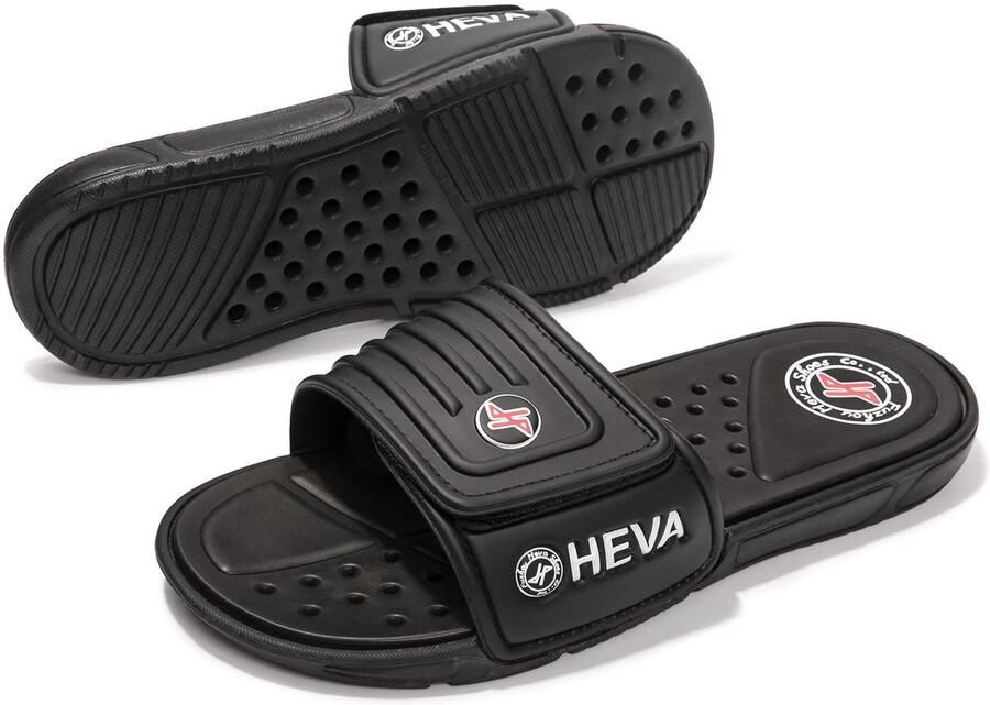 SnelShoppen HEVA Slide Badschoenen Heren Zwarte Zomersandalen EU Comfortabele Tuinschoenen voor Strand Camping en Dagelijks Gebruik