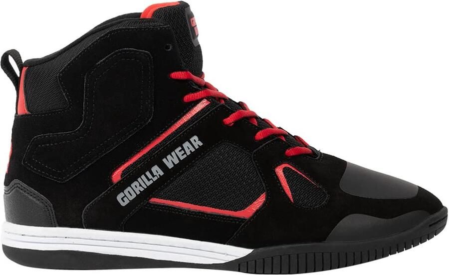 SnelShoppen Hoge Bodybuilding Schoenen Troy High Tops Zwart Rood Comfortabele Sport- en Vrijetijdsschoenen voor Heren Extra Sterke Grip Ideaal v