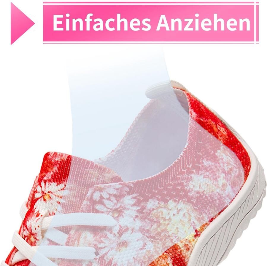 SnelShoppen IVQDZL Barfuss Sneakers Dames Zomerschoenen Comfortabele Slip-On Hardloopschoenen Licht Ademend Zacht Oranje EU Ideaal