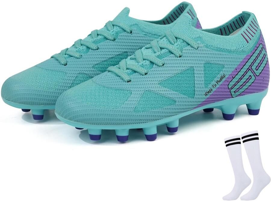 SnelShoppen JABASIC Firm Ground Voetbalschoenen voor Kinderen met Voetbalsokken Groen EU Voor en Ideaal voor Voetbaltrai