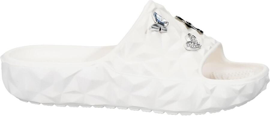 SnelShoppen JOMIX Eva Damespantoffels met Metallic Bloem en Hart Comfortabele Teenslippers met Sleehak Antislip Beige 38 39 EU Voor Thuis Stra