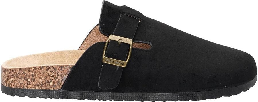 SnelShoppen JOMIX Mannen Mules en Klompen met Verstelbare Gesp Comfortabele Antislip Tuinschoenen Zwart Korkzool EU voor Tuin Keuken en