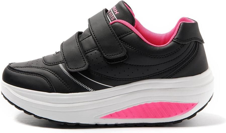 SnelShoppen JOMIX Sneakers Dames Klittenband Casual Plateau Sportschoenen Comfortabele Anti-Slip Wipschoenen Roze 40 EU voor Fitness Gym