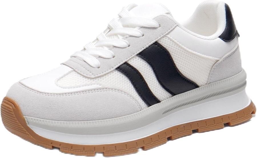 SnelShoppen JOMIX Sportschoenen Dames Ademend en Licht Plateau Sneakers Fitness en Hardloopschoenen EU Wit Perfect voor Sport en Vrije