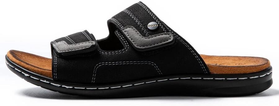 SnelShoppen JOMIX Teenslippers voor heren verstelbare band lederen sandalen zwart EU ideaal voor strand zwembad zee en zomer