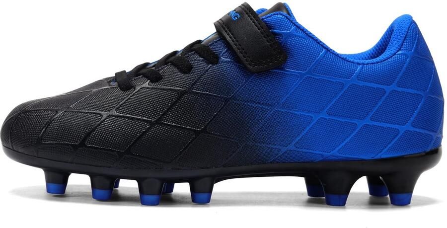 SnelShoppen Kids Voetbal Schoenplaten voor en Buiten Atletische Jeugd Voetbalschoenen Firm Ground Blauw Zwart Big K
