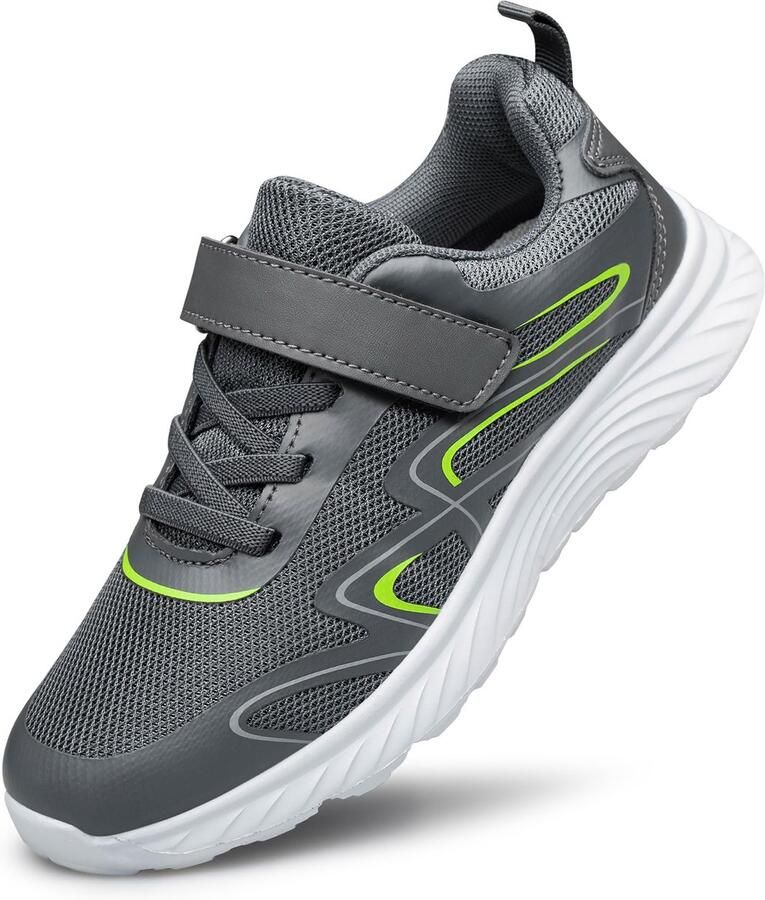 SnelShoppen Kinderen Sneakers Hardloopschoenen voor en Lichte Sportschoenen voor Fitness Tennis en Buitenactiviteiten Grijze At
