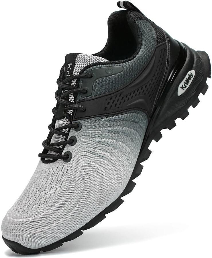 SnelShoppen Kricely Trailschoenen Heren Hardloopschoenen Sneakers Lichte Wandelschoenen Fitnessschoenen Trekkingschoenen Zilver-Grijs