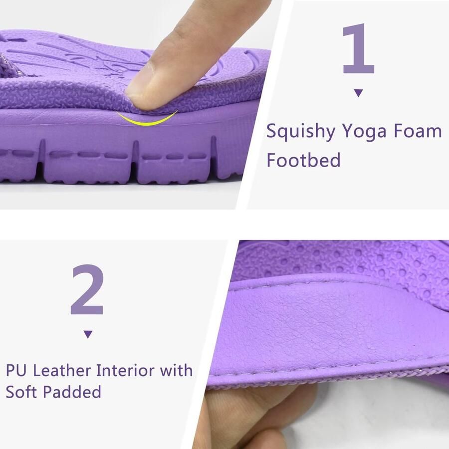 SnelShoppen KuaiLu Dames Tevenslippers Zacht Leer Stof Badsandalen voor Brede Voeten Comfortabele Antislip Zomer Badslippers met Rubberen Voetbed