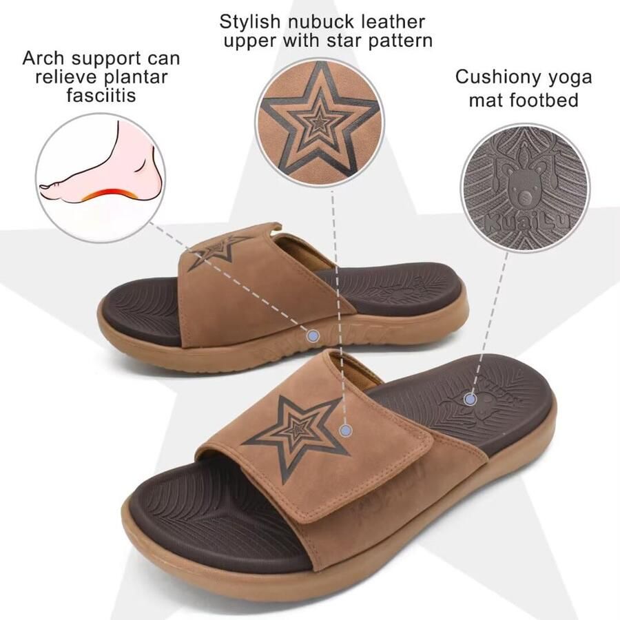 SnelShoppen KuaiLu Heren Orthopedische Sandalen Zachte Kussen Sport Slippers met Ondersteuning voor Plantenfasciitis Verstelbare Open Teen Zomer Sli