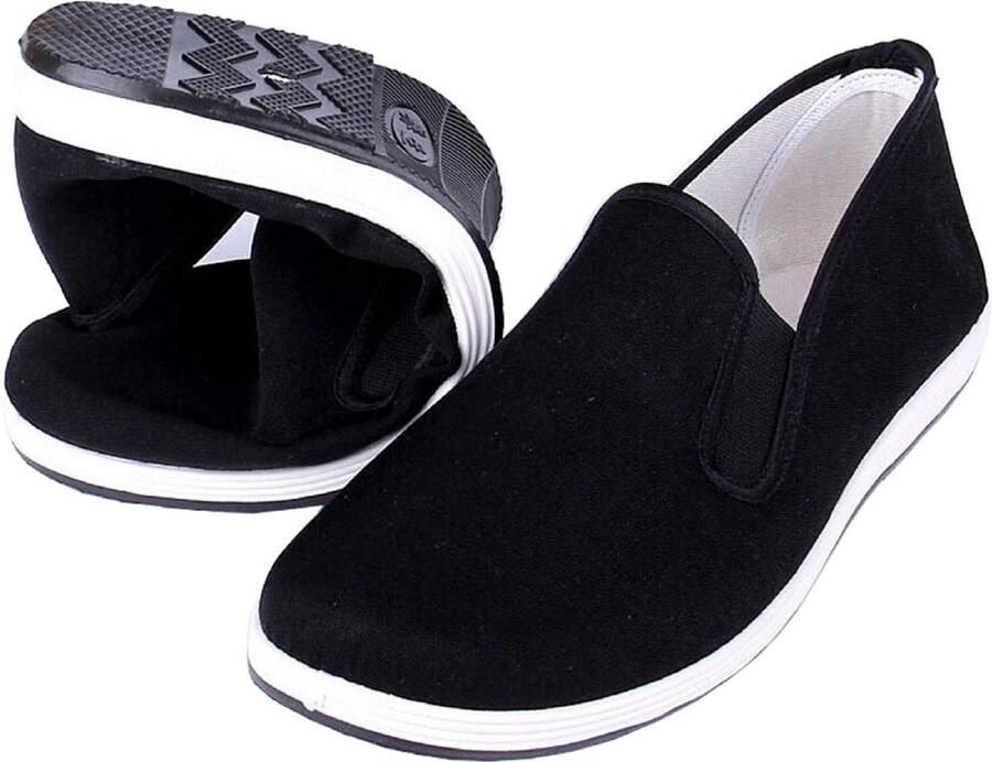 SnelShoppen Kung Fu Tai Chi Martial Arts Schoenen Unisex Antislip Rubberen Zool Canvas Trainers Zwart voor Qigong en Training