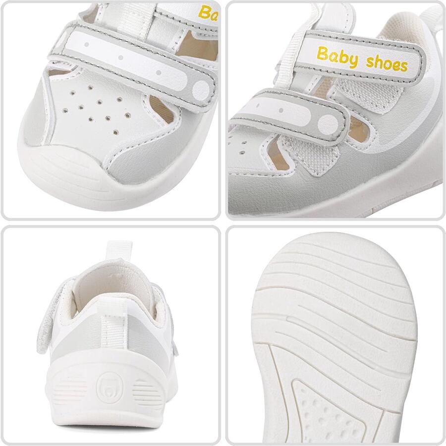 SnelShoppen LACOFIA Babysandalen voor en Ade de Loopschoenen Antislip Zomersandalen met Klittenbandsluiting Lichtgrijs Maa