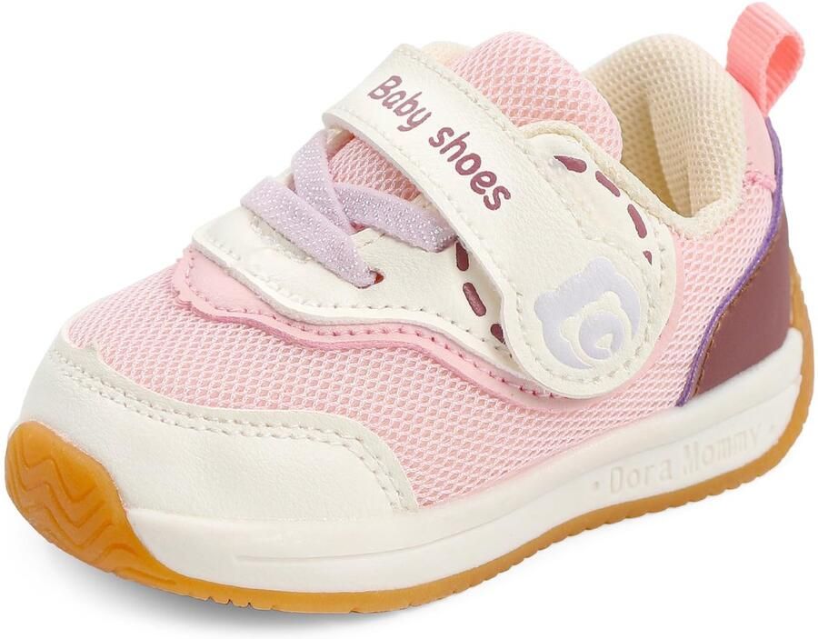 SnelShoppen LACOFIA Babyschoenen voor en Eerlijke Eerste Babyschoenen Antislip Rubberen Zool Sneakers A Roze EU Id
