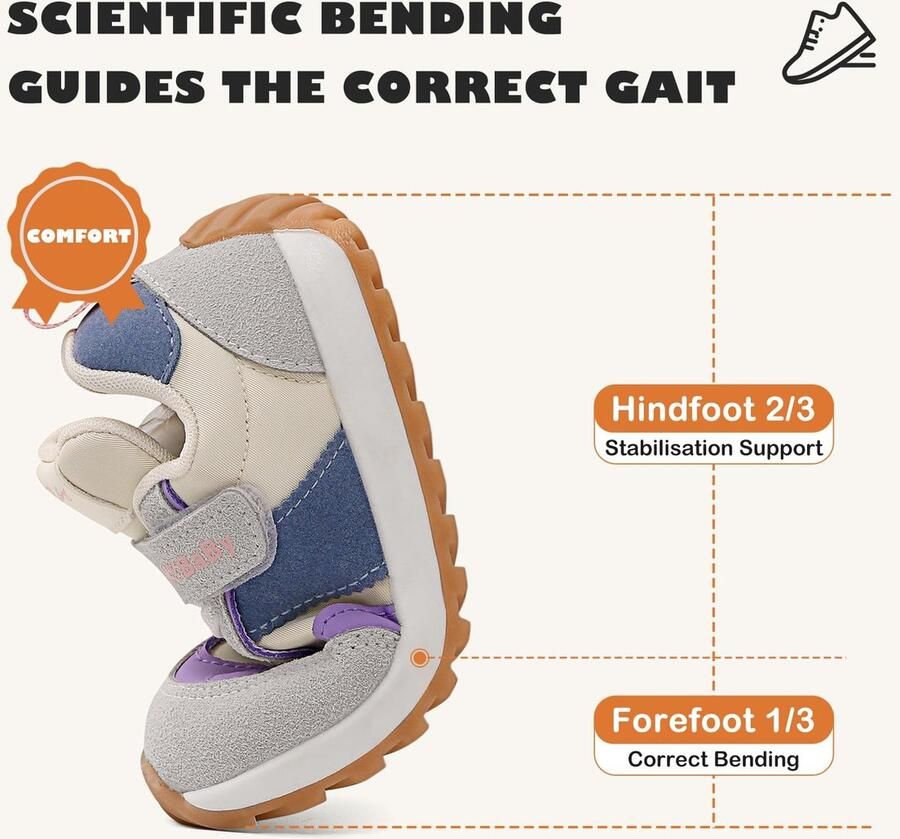 SnelShoppen Leren loopschoenen voor en comfortabele babyschoenen ade d met rubberen antislipzolen paarse kleur EU per