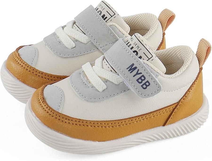 SnelShoppen Leren Lopen Babyschoenen voor en Antislip Rubber Sneakers 19 EU Geel Perfect voor Kruipen en Eerste Stapjes