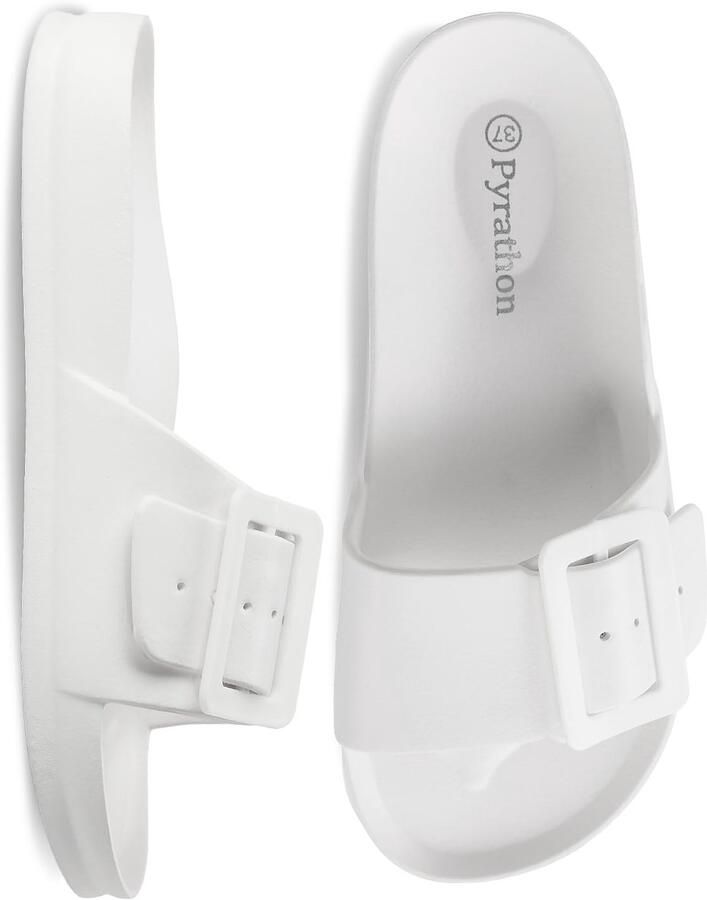 SnelShoppen Lichte Badslippers Dames met Boogondersteuning Instelbare Zomer Badschoenen EU Witte Slippers voor Strand en Zwembad
