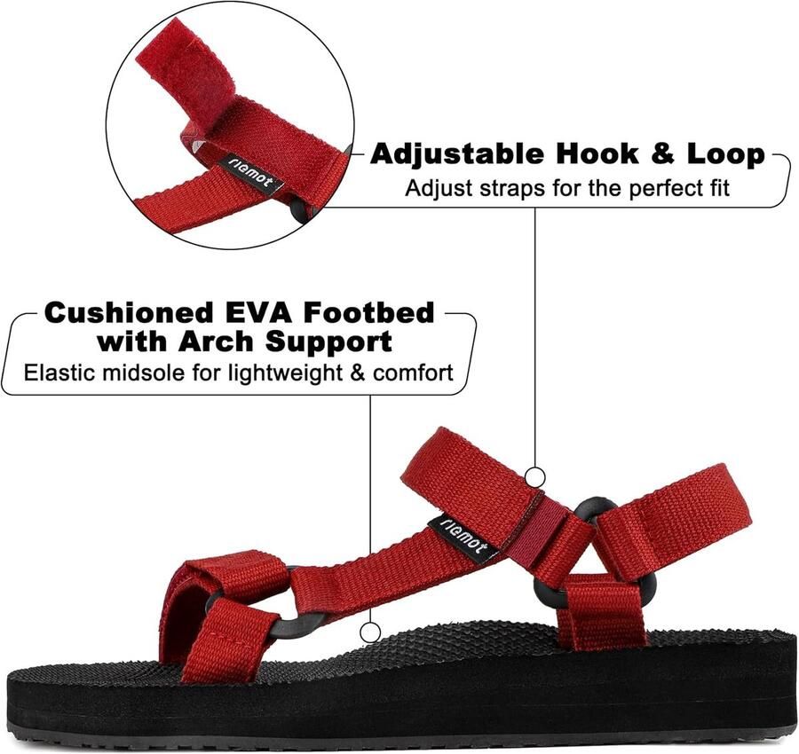SnelShoppen Lichte Sportsandalen voor en Comfortabele Platte Zomerschoenen Ade d Zwart Rood Grijs Ideaal voor Vrije