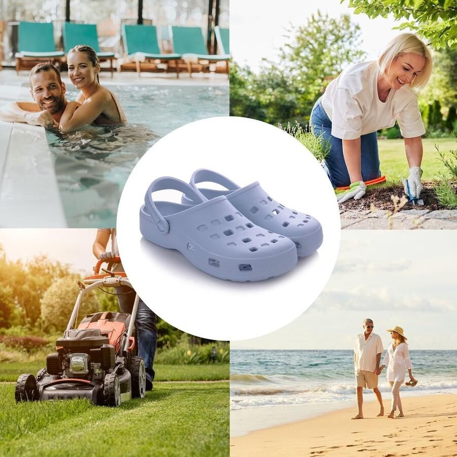 SnelShoppen Lichte Tuinklompen voor en Eva Clogs Tuinschoenen Pantoffels Zomer Lichtblauw