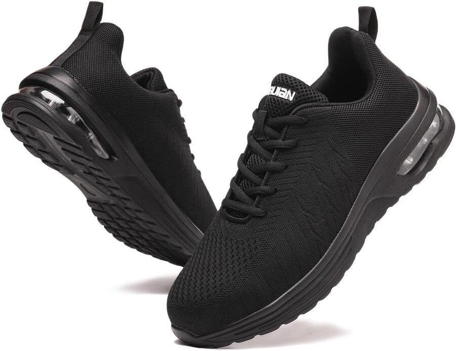 SnelShoppen Lichtgewicht Veiligheidsschoenen en met Stalen Neus Ade de Werk Sneakers Luchtkussen Zwart EU Comfortabele