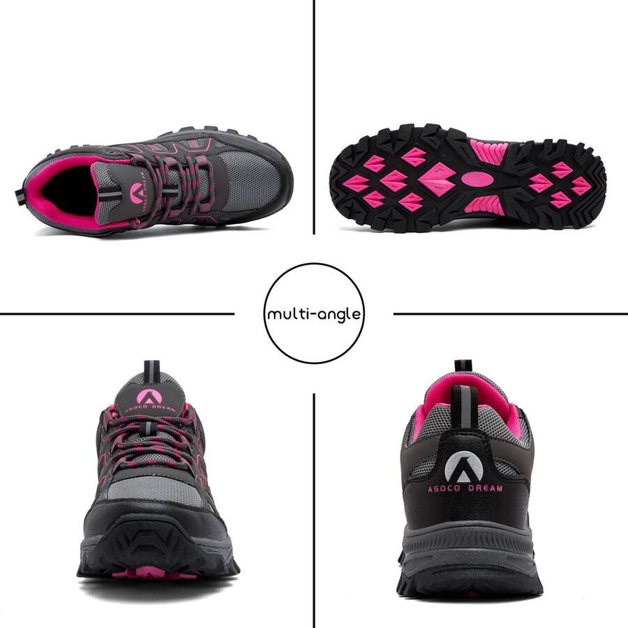 SnelShoppen Lichtgewicht Wandelschoenen en Ade d Trekking Sneakers voor Outdoor Backpacking Camping Grijze Roos