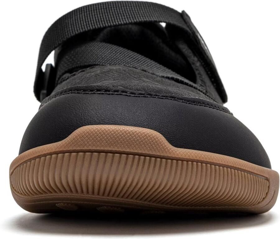 SnelShoppen Mary Jane-schoenen Dames Blote Voeten Brede Neus Nul Hak Minimalistisch Verstelbare Klittenbandsluiting Wandelschoenen Zwart Maa