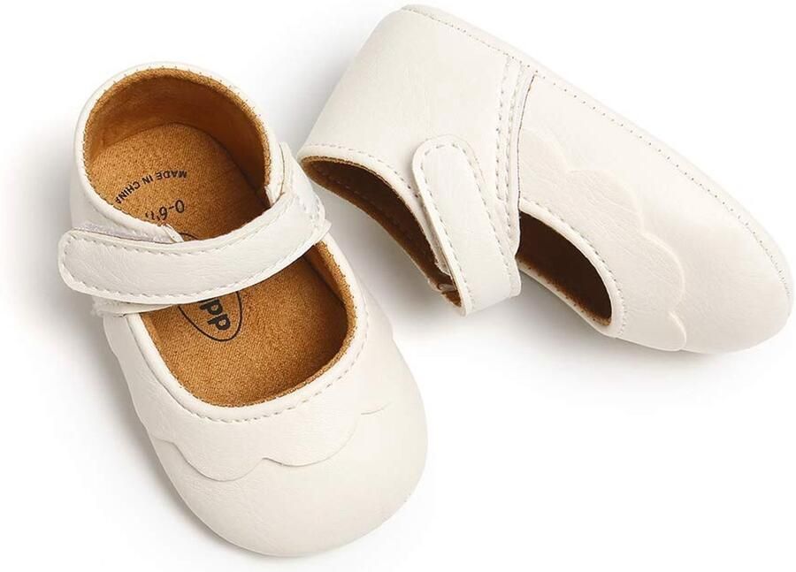 SnelShoppen MASOCIO Babyschoenen om te leren lopen antislip kruipschoenen voor meisjes leren pantoffels wit perfect voor peuters