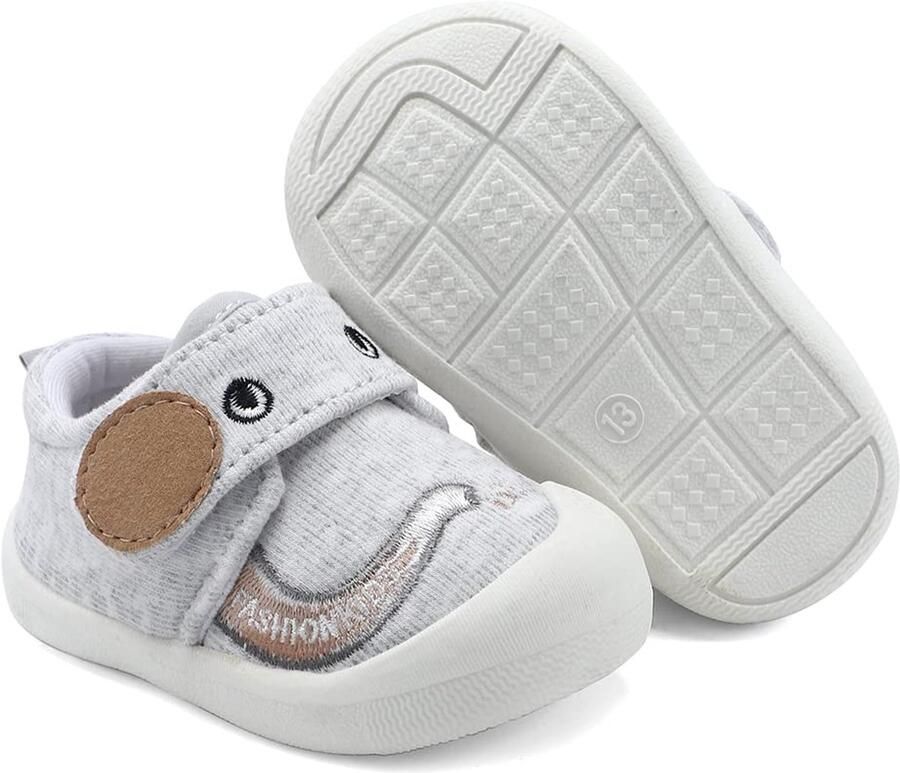 SnelShoppen MASOCIO Babyschoenen voor en Antislip Loopschoenen Grijze Rubber peuterschoenen Plat en Comfortabel 20 EU Idea