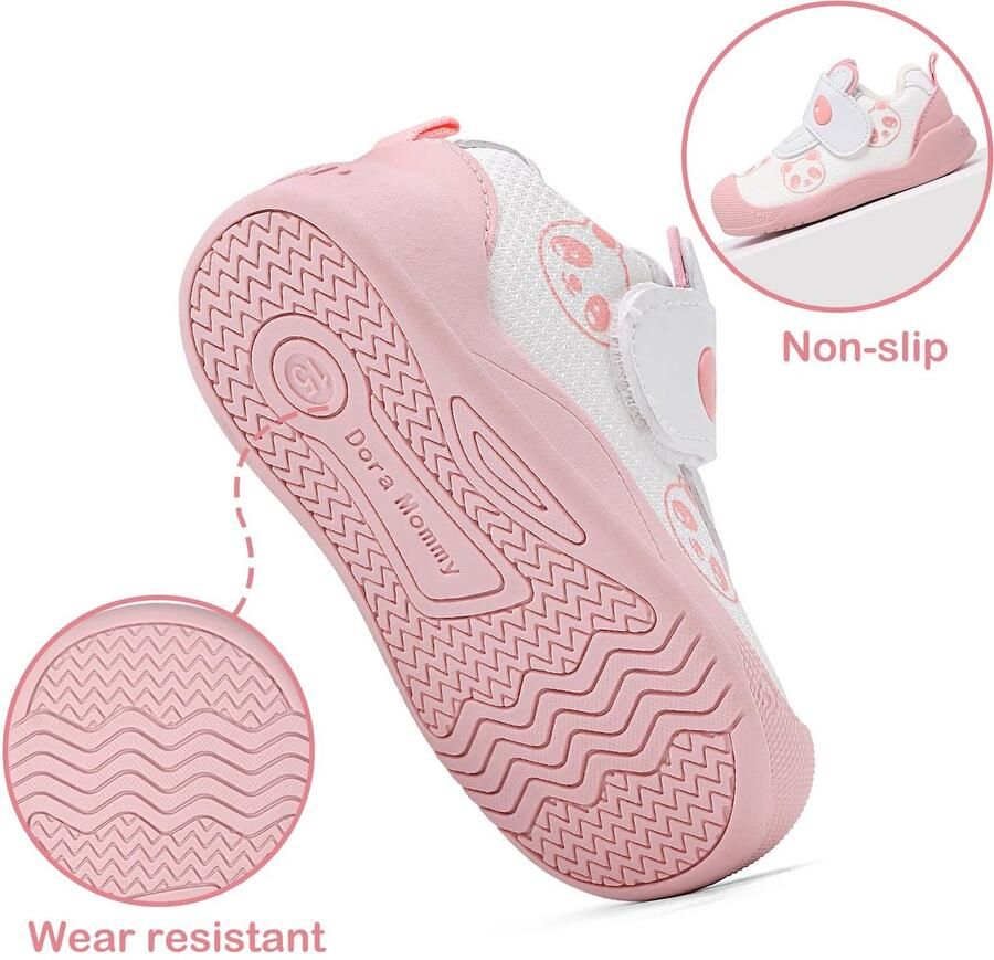 SnelShoppen MASOCIO Babyschoenen Antislip voor en Eerste Stappen Roze Wit Rubber Zolen EU Ideaal voor Binnen en Buiten