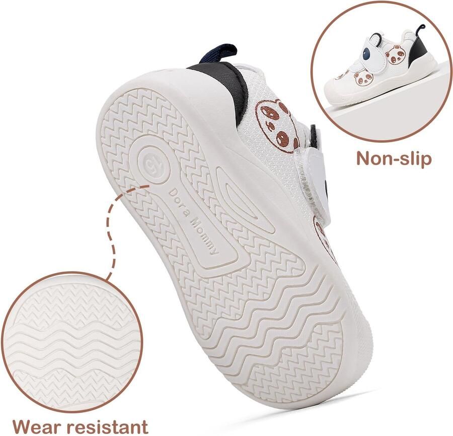 SnelShoppen MASOCIO Babyschoenen voor en Zachte Loopschoenen Antislip Rubber Plat Zwart Wit EU Ideaal voo