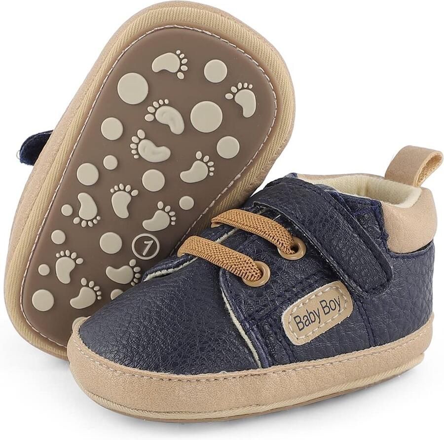 SnelShoppen MASOCIO Babyschoenen voor Jongens Zachte Antislip Loopschoenen Donkerblauw Rubber Ideaal voor Binnen en Buiten