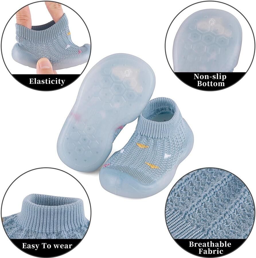 SnelShoppen MASOCIO Babyschoenen Zachte Schoenen voor en Eerste Stappen Antislip Rubberen Zool Marineblauw