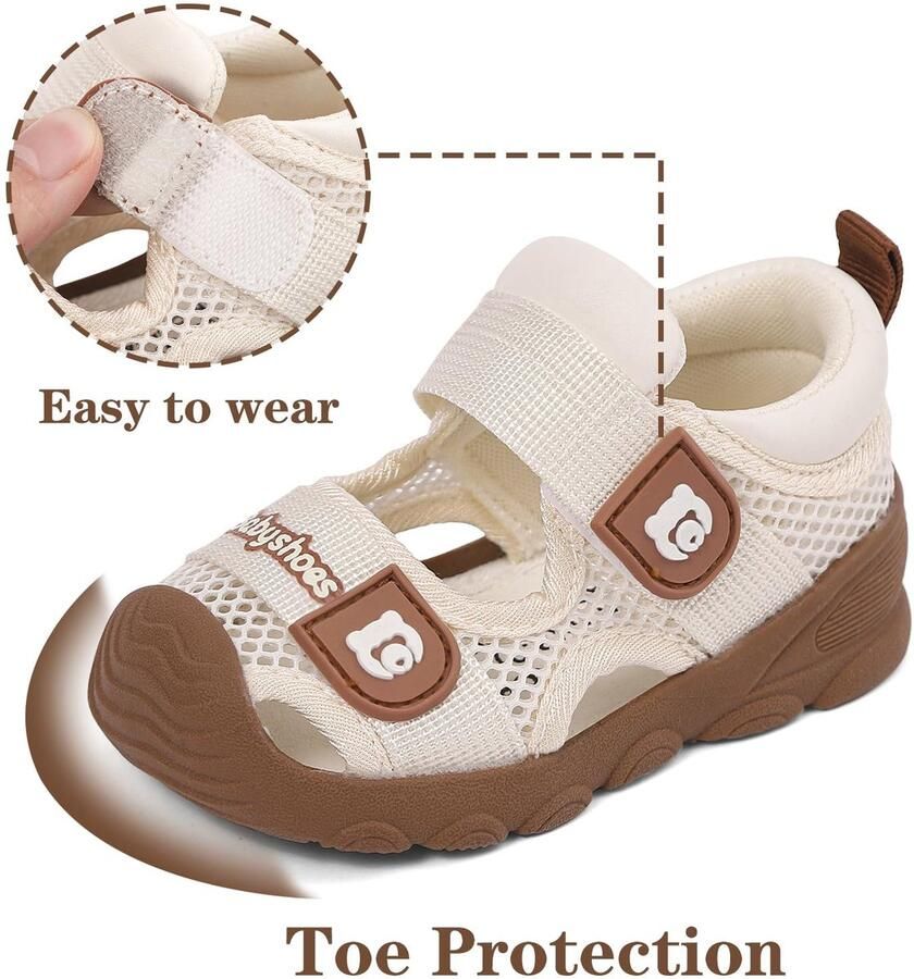 SnelShoppen MASOCIO Sandalen voor de eerste stappen antislip beige EU zomerschoenen voor pasgeborenen ideaal voor speeltuin en vakantie