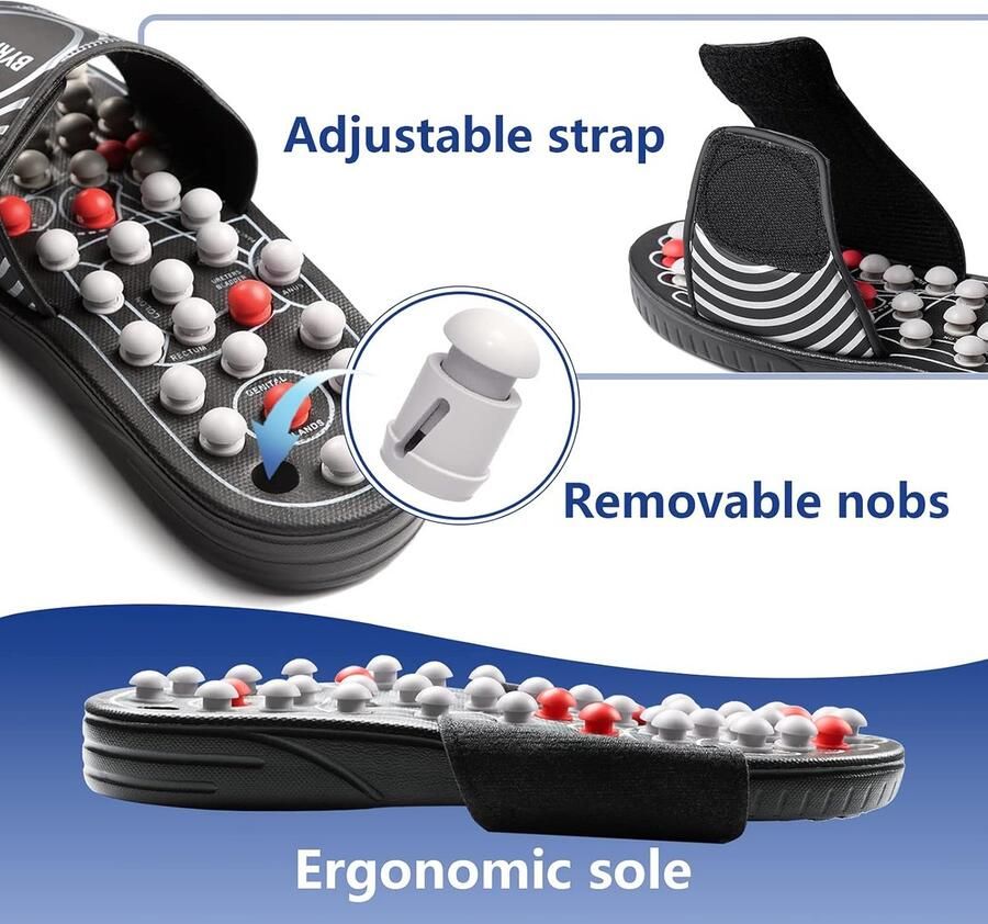 SnelShoppen Reflexologie Massage Slippers Sandalen voor nen en Acupressuur Voetmassager 39 Massagestukken Pijnverlichting Verbeterde