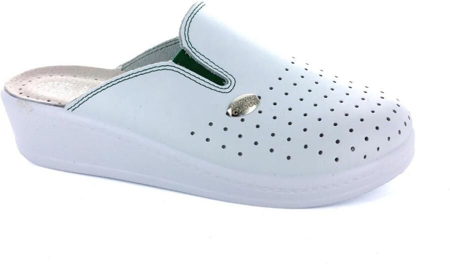SnelShoppen Medical Comfort Lederen Klompen Muiltjes Pantoffels Dames Schoenen Wit Ergonomisch Comfortabel Ideaal voor Thuis Keuken en We