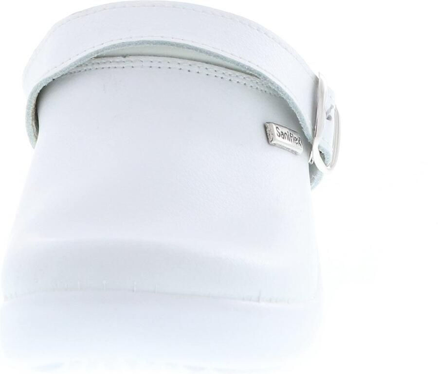 SnelShoppen Medisch Gecertificeerde Lederen Sandalen Klompen Muiltjes Pantoffels voor Dames Wit Comfortabele Schoenen voor Thuis en Werk