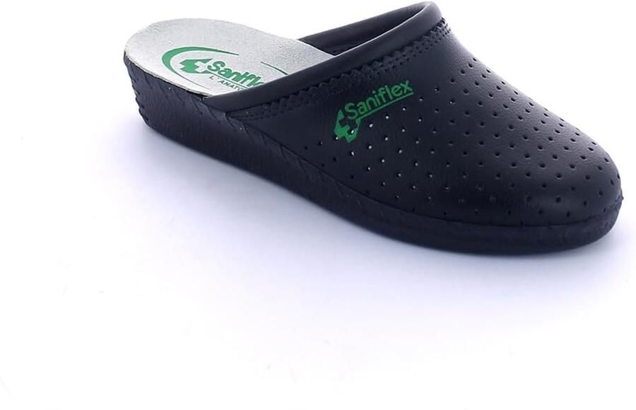 SnelShoppen Medische Klompen Muiltjes Pantoffels voor Dames Blauw Gecertificeerd Lederen Schoenen voor Thuis Werk Zorg en Recreatie