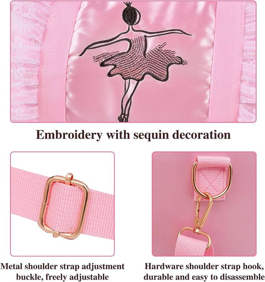 SnelShoppen Meisjes Ballettas Prinses Dansschoen Tas Handtas Houdertasje Schoentas Roze Ballettas voor Ballerina Dansmode