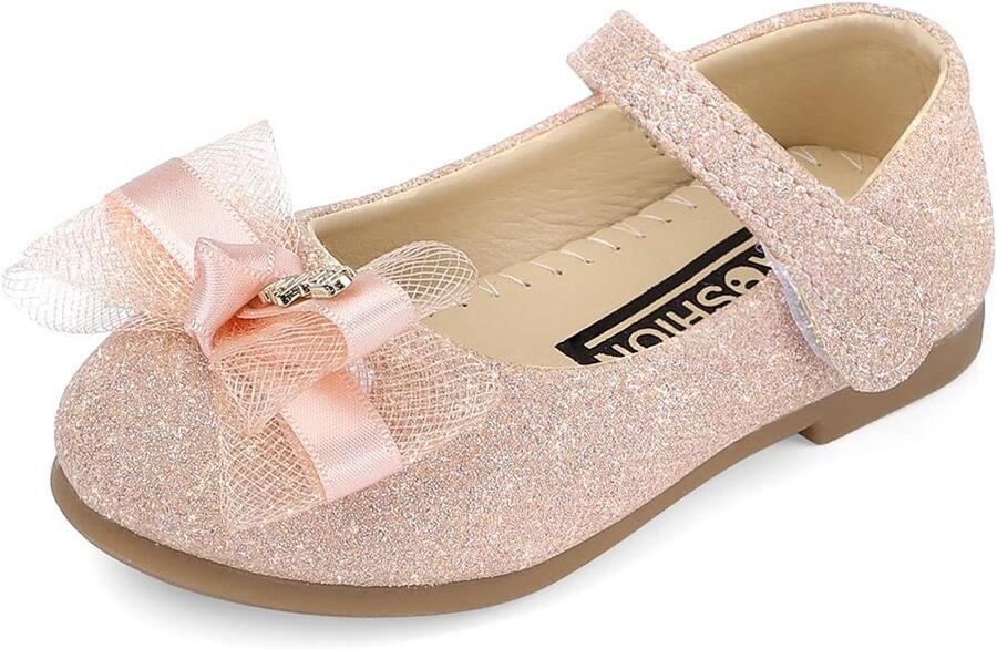 SnelShoppen Meisjes Feest Bruiloft Schoenen Mary Jane Ballet Jurk Platte met Strik Roze Peuters Kinderen