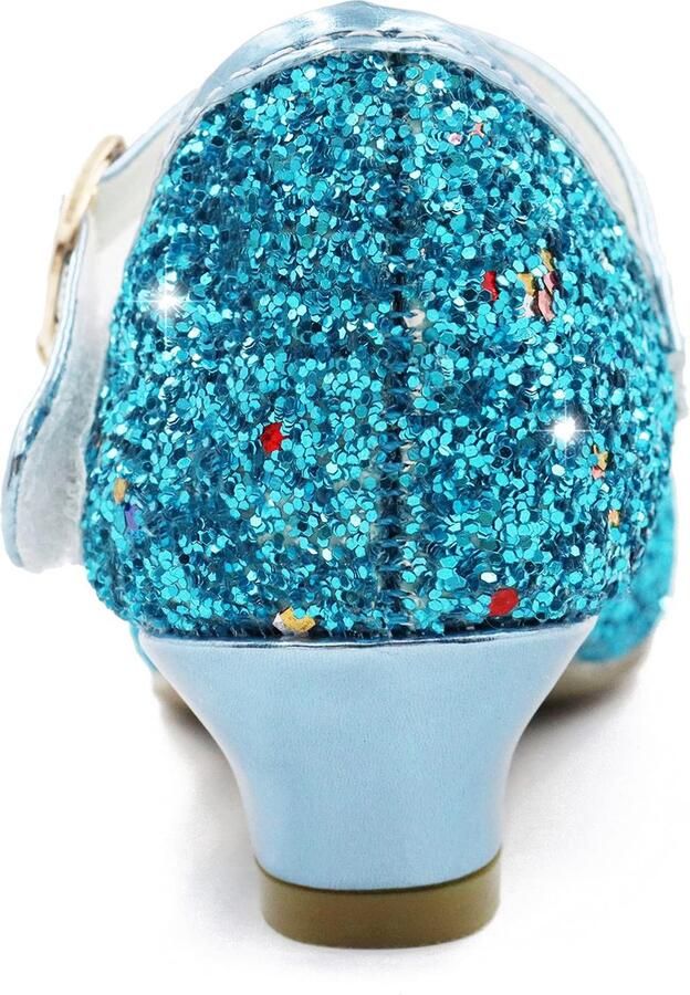 SnelShoppen Meisjes Prinses Schoenen Ballerina Glanzende Kristallen Kinderschoenen Hakken Blauw voor Feest Verjaardag Kostuum