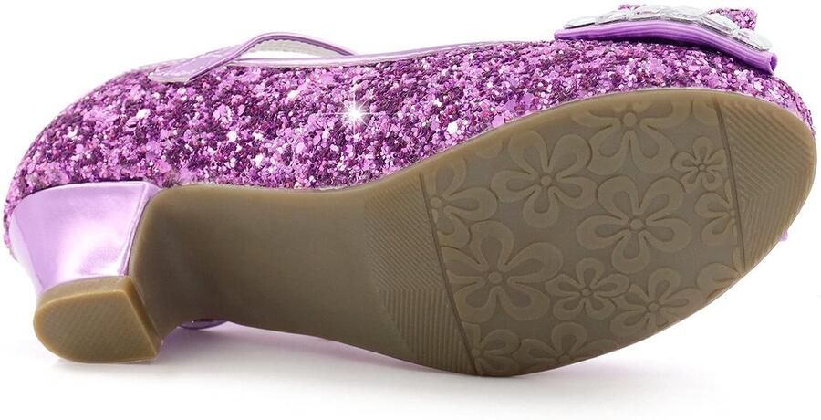 SnelShoppen Meisjes Prinses Schoenen Ballerina Glanzende Kristallen Kinderschoenen Hakken Purper Feest Kostuum