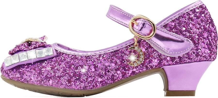 SnelShoppen Meisjes Prinses Schoenen Ballerina Glanzende Kristallen Kinderschoenen Hakken Purper voor Feest en Kostuum