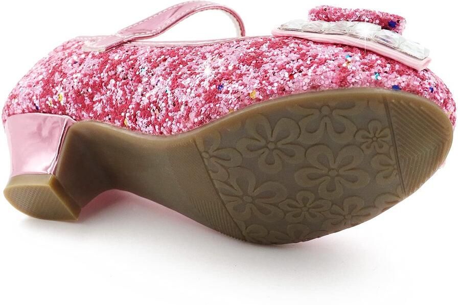SnelShoppen Meisjes Prinses Schoenen Ballerina Glanzende Kristallen Kinderschoenen Hakken Roze voor Feest en Kostuum