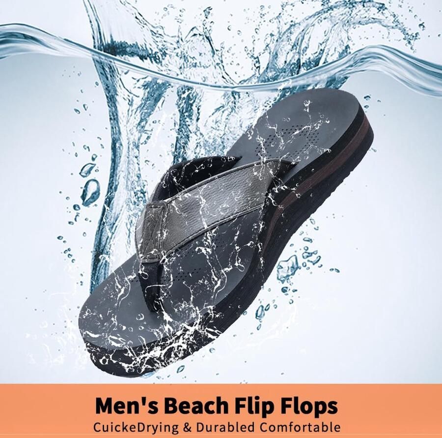 SnelShoppen MGGMOKAY Heren Teenslippers met Ondersteunende Boog Comfortabele Strandsandalen voor de Zomer Zwart EU Perfect voor Strand e
