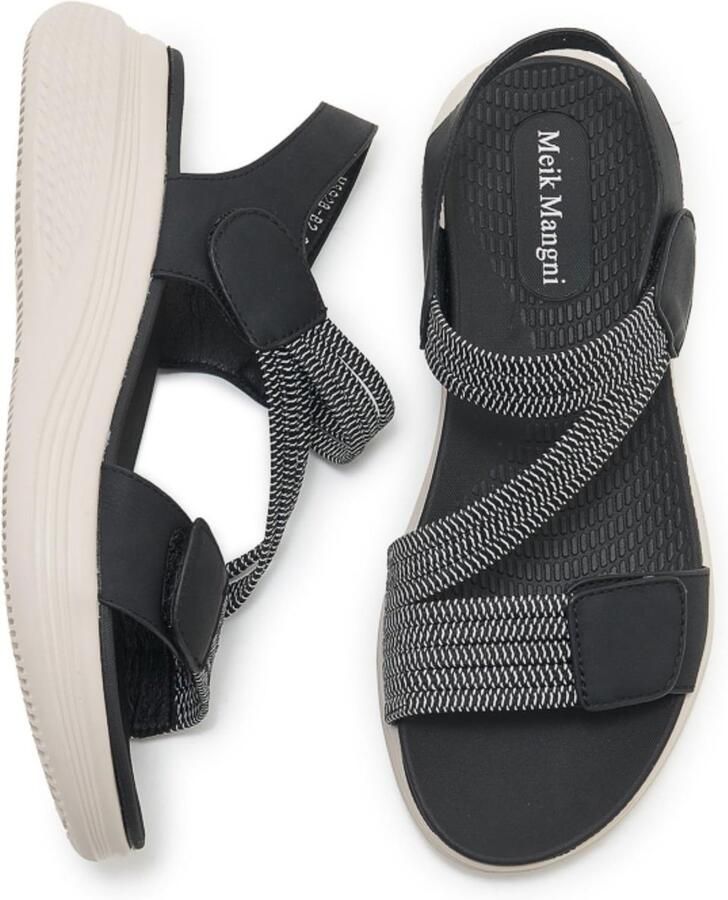 SnelShoppen Modieuze Dames Sandalen Zomer Verstelbaar Comfortabele Sportsandalen voor Wandelen Strand en Vakantie Zwart
