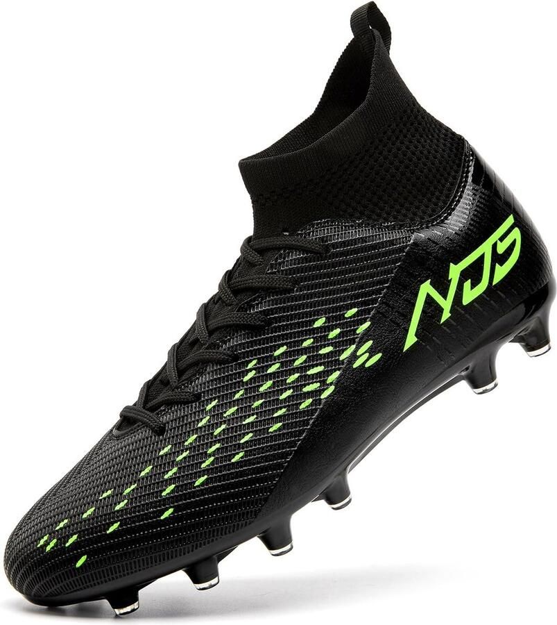 SnelShoppen Mokayu Voetbalschoenen voor Heren High Top Professionele Voetbalschoenen Unisex Zwart 45 EU Perfect voor Outdoor Kunstgras en Ath